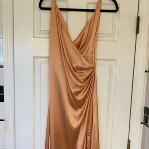 ASOS Satin Prom Dress in Copper